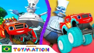 Blaze's Super Power Tires vs. Robot Baker | Os Brinquedos de Blaze e os Monster Machines | Toymation