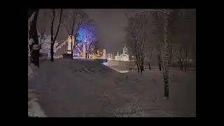 Остров, зима, ночь, висячие мосты