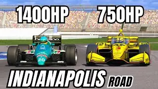 The MOST POWERFUL F1 CAR in History VS INDYCAR On The INDIANAPOLIS ROAD COURSE