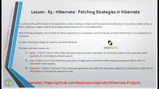 Lesson - 65 : Hibernate - Fetching Strategies in hibernate