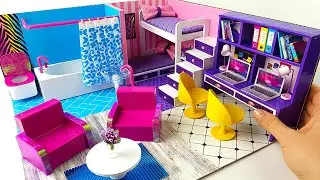 DIY Miniature Cardboard House #4 bathroom, bedroom and living room for two