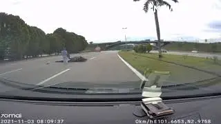 Canvas Flies Off Lorry And Wraps Itself Around Bikers Who Crash Into Huge Tanker