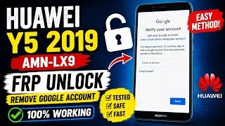 Huawei Y5 2019 (AMN-LX9) FRP Unlocktool | Remove Google Account | 100% Working Method