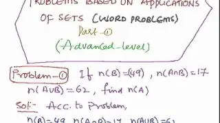 Algebra Applications of Sets Word Problems part1