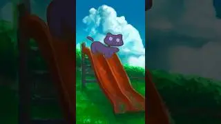 Slide vs timid cat 💢 #animatedshort #art #artist #animation #cute #slide #fail