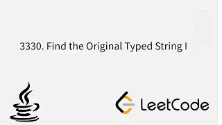 3330. Find the Original Typed String I #leetcode #javaprogramming  #dsa #dsalgo  #coding #array