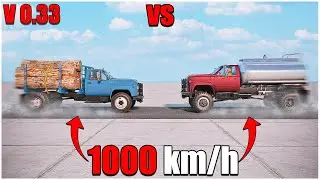 BeamNG Drive | v0.33 | Gavril MD-Series Log Truck VS Fuel Tanker 1,000 km/h | car torture