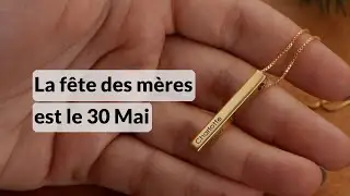 Meilleur cadeau de Fête des Mères- Collier avec Pendentif Barre Gravée 3D  Plaqué or