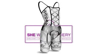 She-Woolf Hosiery,  From Both Sides, Sleeveless Floral Front Detailed Body Stocking.