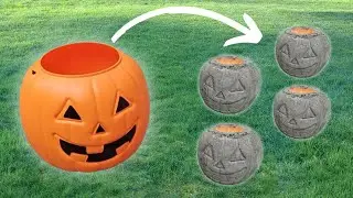 Plastic Pail to Concrete Pumpkin