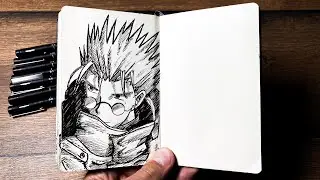 [ASMR] Drawing VASH THE STAMPEDE 🥶🦾 (Real Time) - Trigun