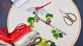 Detailed Dragonfly Embroidery Tutorial with Thread Color Codes - Perfect for Beginners