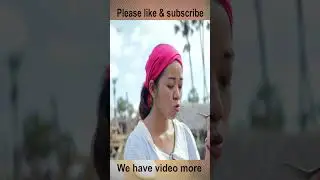 A Cute girl make stir fry with prawns in rural landscape