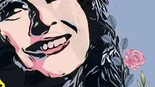 بورتريه لـ سعاد حسنى( الحياة بقى لونها) مقاس ٥٠X٧٠سم طباعه على canvas    بـ digital art + collage