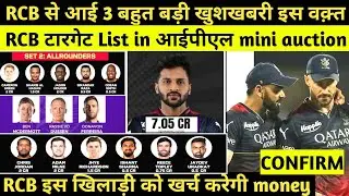 IPL 2024: RCB top target player list in upcoming ipl auction||rcb mini auction||rcb big update||rcb