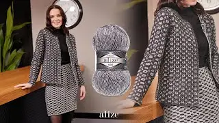 Crochet Cardigan & Skirt Set with Alize Superlana Midi