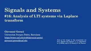 Signals & Systems: #16 Analysis of LTI systems via Laplace transform