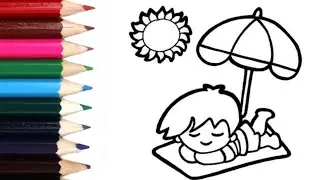 how to draw a boy enjoying summer day #summerday #sun #boy #video #new #youtube #trendingvideo