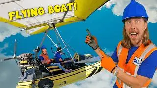 Handyman Hal flies in an Amphibious Hang Glider | Unique Aircraft for Kids