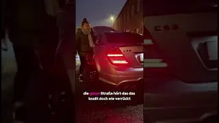 Flames from the C63 - my wife is going crazy 🔥 #shorts #carlife #exhaust