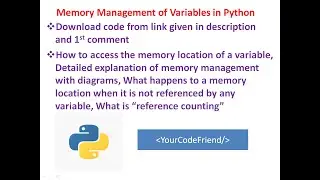 Python3 Tutorial for Beginners | Memory Management of Variables in Python