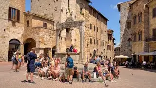 Walking in San Gimignano, Tuscany, Italy | 4K HDR 60 FPS | City Ambience Sounds | ASMR