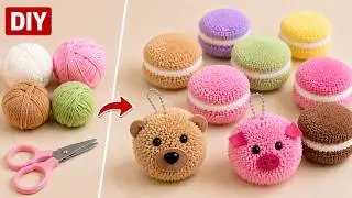 New! How to Make a Pompom Macaroon charm from Yarn! DIY NataliDoma
