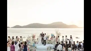 Holly & Mike's dreamy wedding with pastel colors & clouds floating above the sea.🌸 #MEeventsphuket