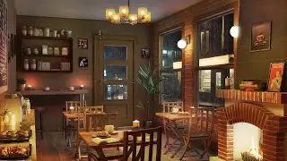 Rainy Day Jazz Cafe Ambience with Fireplace | 3 Hours of Relaxing Jazz Music