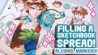 Filling A Sketchbook Spread! |Alcohol Markers