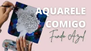 Vamos aquarelar juntos? Fundo azul em aquarela!