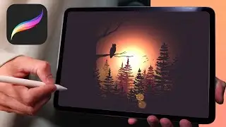 Great for Beginners! Owl Moon Light - Procreate tutorial 198
