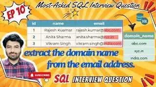 SQL Data Analyst Interview Question | Extract domain name from email | EP-10 | 