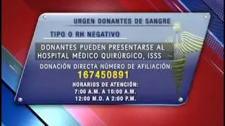 Servicio Social donantes de sangre O Rh negativo.