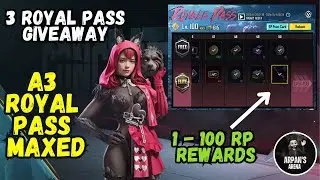 BGMI A3 Royal Pass Maxed | 3 A3 Royal Pass Giveaway | #arpanarena #battlegroundsmobileindia #bgmi