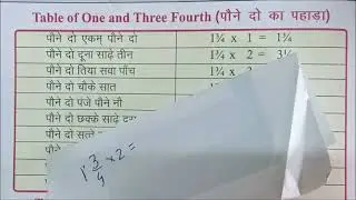 Table of 1.75(Table of one and three forth)Table 1&3/4