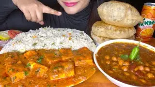 ASMR EATING PURI+CHOLE MASALA+FRIEDRICE+PANEER BUTTER MASALA+SALAD *VEGETARIAN FOOD* FOOD VIDEOS