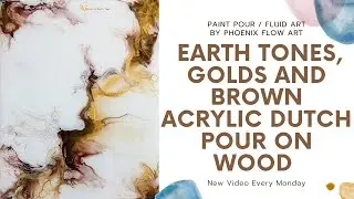 Escape into the World of Paint Pour: Gorgeous Earth Tones, Brown, and Gold Acrylic Dutch Pour