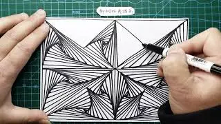 尺子你也去吃灰吧/Cool 3D Cross Pattern / Line Illusion Drawing / Daily Art Therapy / Day 007