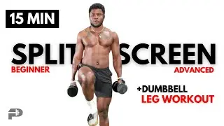 15 Min Dumbbell Leg SPLIT SCREEN Workout | No Repeat