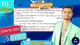 Ex 4C Q20 to Q23 | Class 10 Rs Aggarwal | Quadratic Equations | Chapter 4 | CBSE 2023 - 24 | MD Sir