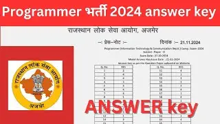 programmer exam 2024 answer key !! RPSC programmer answer key !!