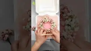 Бенто торт с живыми цветами. Декорт торта из цветов Гипсофилы