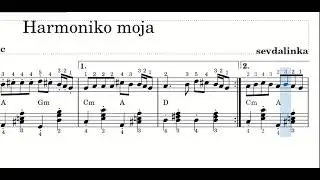 Harmoniko moja - sheet music for accordion beginner+lyrics