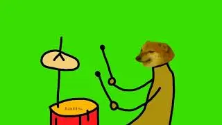 Cheems Doge Playing Drums Meme Template || Green Screen || Motherboard Bois