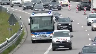 State Police Prison Bus in highway construction zone