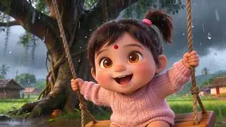 Baby Girl Laughing in Heavy Rain 😍🌧️ | Cute AI Cartoon Animation
