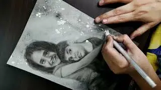 Freehand sketch of my siblings on grey toned paper