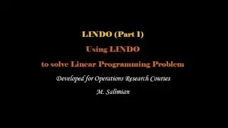 Introduction to LINDO