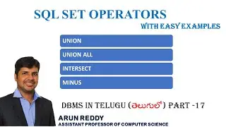DBMS IN TELUGU PART 17 - SQL SET OPERATORS IN TELUGU | SET OPERATORS IN SQL TELUGU |